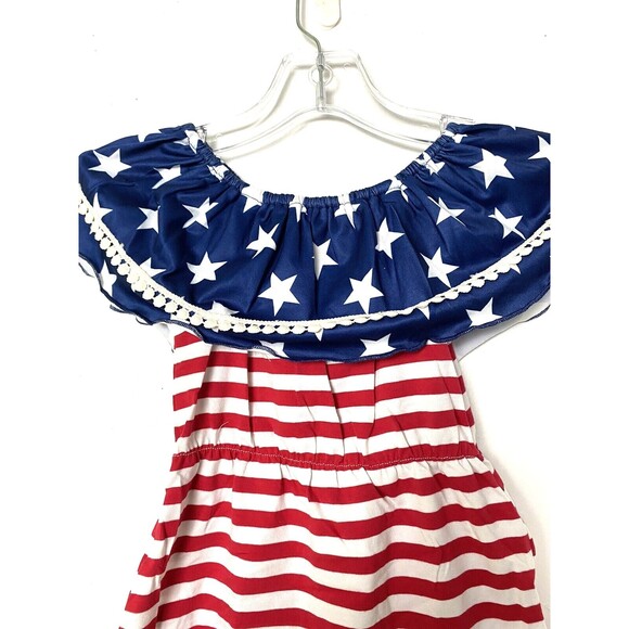 UNIQUEONE Girls Romper 4th Of July Flag Blue Stars Strips Size 18-24 Months - Picture 10 of 10